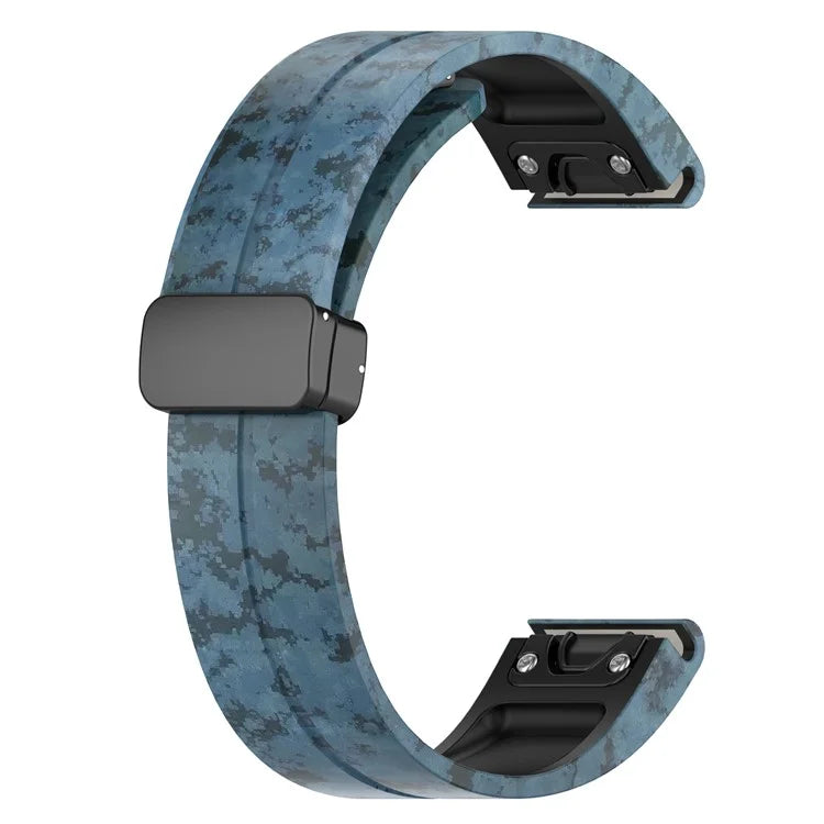 For Garmin Fenix 7 / Forerunner 965 / 955 / 945 / 935 Watch Band Black Buckle 22mm Camouflage Wriststrap