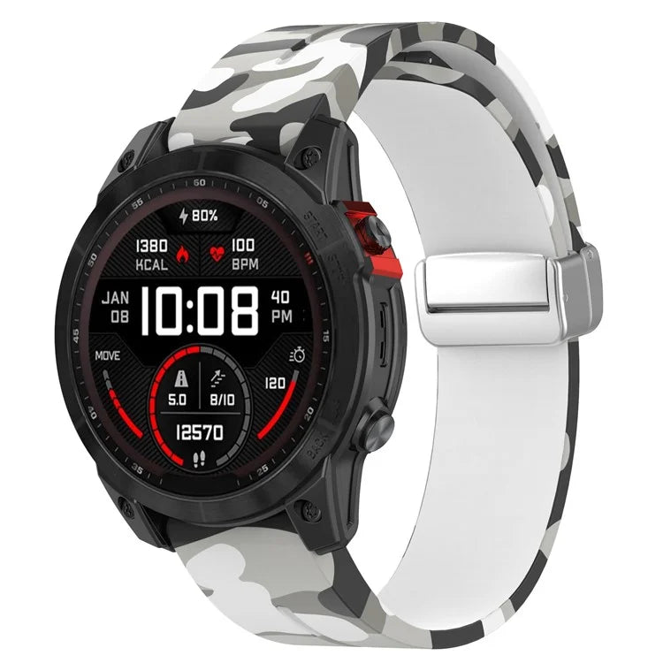 For Garmin Fenix 7 / Forerunner 965 / 955 / 945 / 935 Watch Band Silver Buckle 22mm Silicone Strap