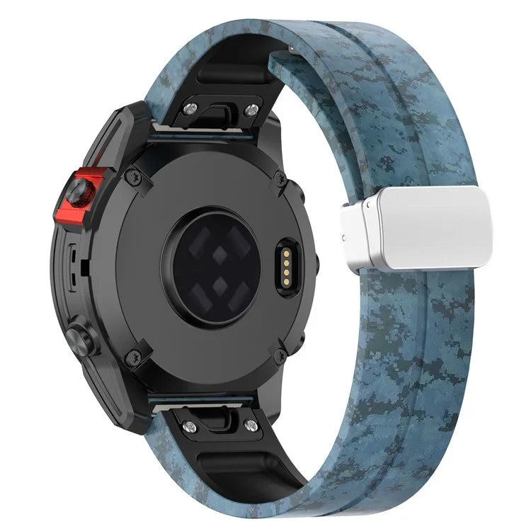 For Garmin Fenix 7 / Forerunner 965 / 955 / 945 / 935 Watch Band Silver Buckle 22mm Silicone Strap