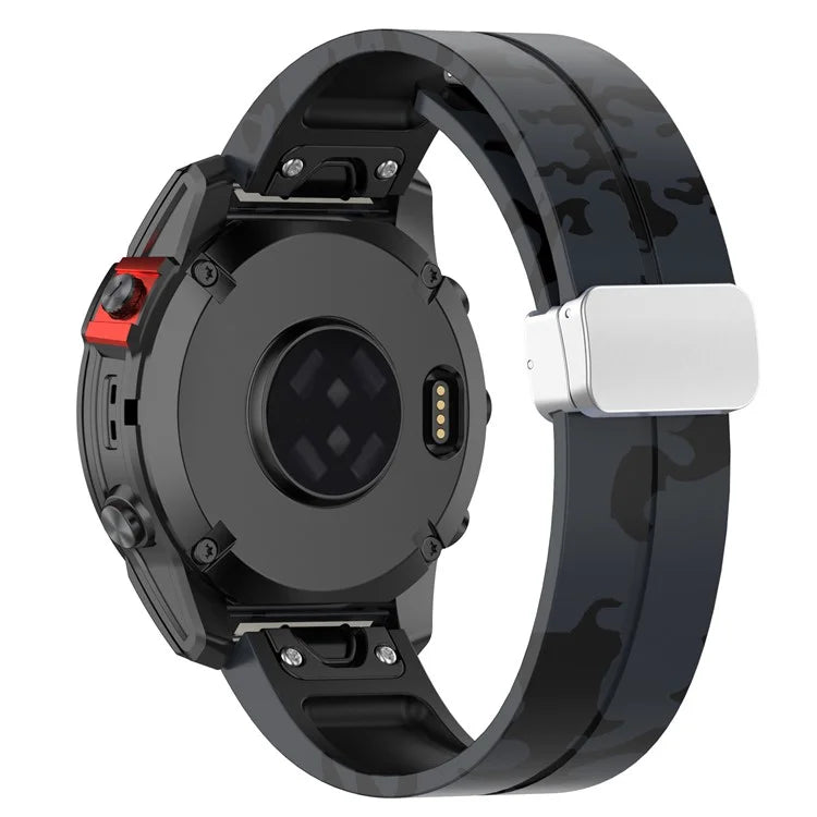 For Garmin Fenix 7 / Forerunner 965 / 955 / 945 / 935 Watch Band Silver Buckle 22mm Silicone Strap