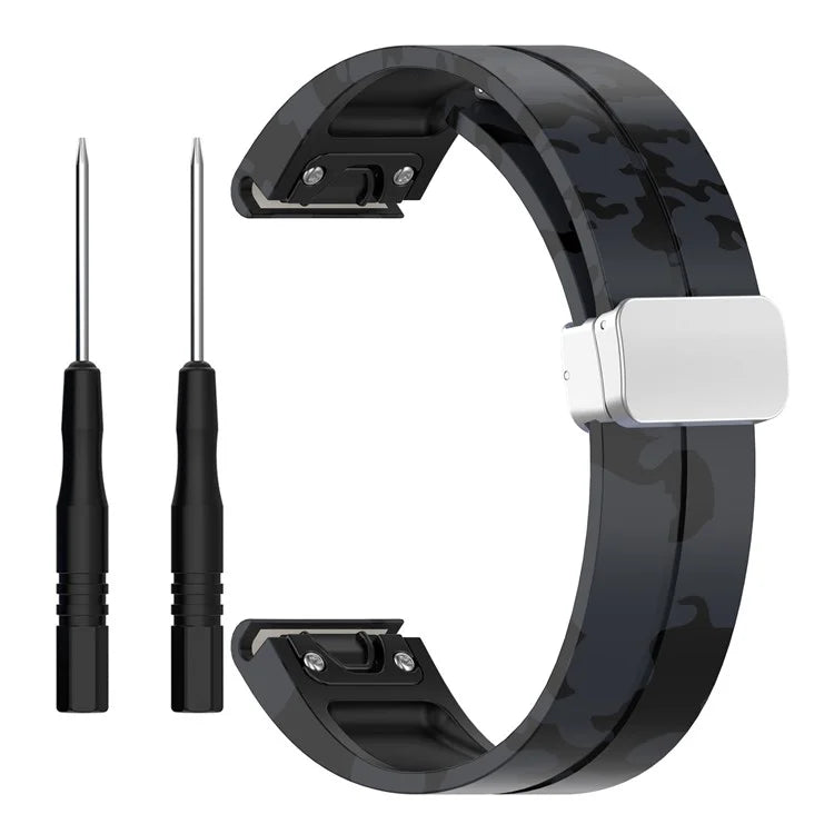 For Garmin Fenix 7 / Forerunner 965 / 955 / 945 / 935 Watch Band Silver Buckle 22mm Silicone Strap