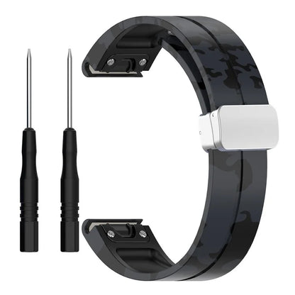 For Garmin Fenix 7 / Forerunner 965 / 955 / 945 / 935 Watch Band Silver Buckle 22mm Silicone Strap