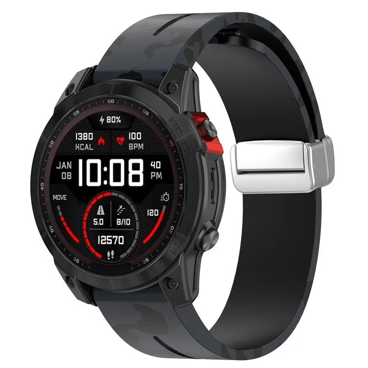 For Garmin Fenix 7 / Forerunner 965 / 955 / 945 / 935 Watch Band Silver Buckle 22mm Silicone Strap