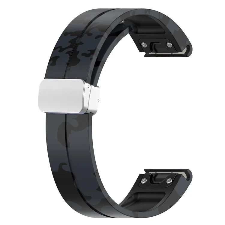 For Garmin Fenix 7 / Forerunner 965 / 955 / 945 / 935 Watch Band Silver Buckle 22mm Silicone Strap
