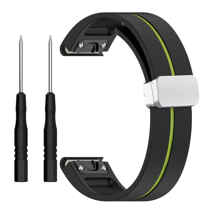 For Garmin Fenix 7 / Forerunner 965 / 955 / 945 / 935 Watch Band Dual Color 22mm Strap with Silver Buckle