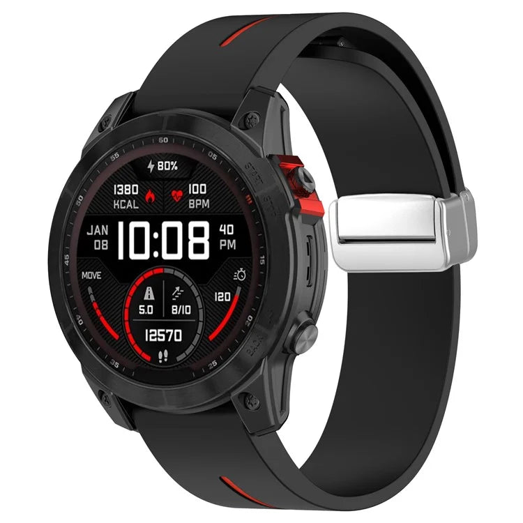 For Garmin Fenix 7 / Forerunner 965 / 955 / 945 / 935 Watch Band Dual Color 22mm Strap with Silver Buckle
