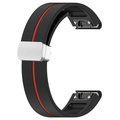 For Garmin Fenix 7 / Forerunner 965 / 955 / 945 / 935 Watch Band Dual Color 22mm Strap with Silver Buckle