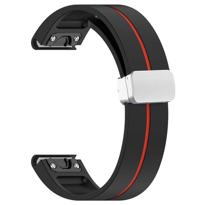For Garmin Fenix 7 / Forerunner 965 / 955 / 945 / 935 Watch Band Dual Color 22mm Strap with Silver Buckle