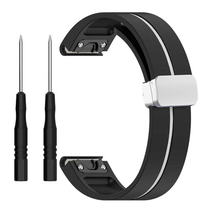 For Garmin Fenix 7 / Forerunner 965 / 955 / 945 / 935 Watch Band Dual Color 22mm Strap with Silver Buckle