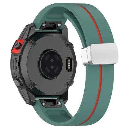 For Garmin Fenix 7 / Forerunner 965 / 955 / 945 / 935 Watch Band Dual Color 22mm Strap with Silver Buckle