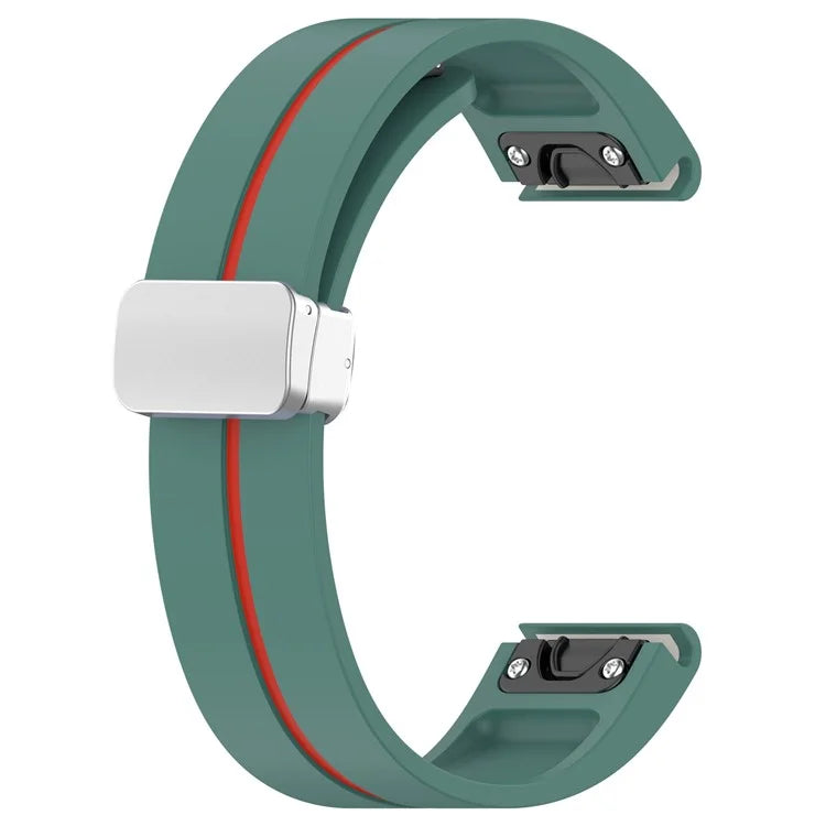 For Garmin Fenix 7 / Forerunner 965 / 955 / 945 / 935 Watch Band Dual Color 22mm Strap with Silver Buckle