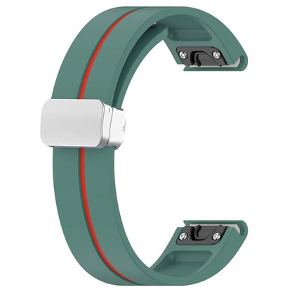 For Garmin Fenix 7 / Forerunner 965 / 955 / 945 / 935 Watch Band Dual Color 22mm Strap with Silver Buckle