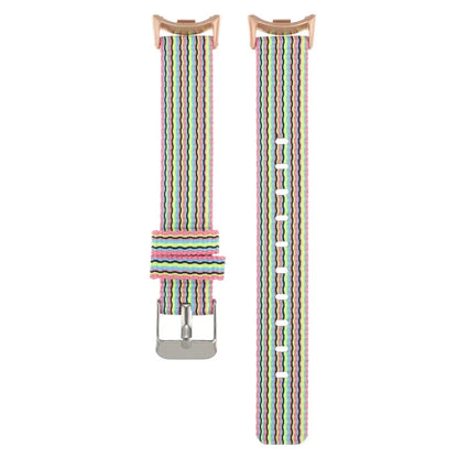 For Xiaomi Smart Band 8 Nylon Watch Strap Adjustable Wrist Band Replacement+Colorful Stripes