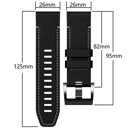 For Garmin Tactix 7 Pro / Fenix 7X / 6X / 6X Pro / 5X Plus Watch Strap Leather Coated Silicone Wrist Band