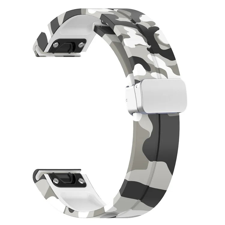 For Garmin Tactix 7 Pro / Fenix 7X / 6X / 6X Pro / 5X Plus Silicone Watch Band 26mm Silver Buckle Wrist Strap