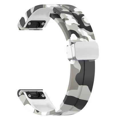 For Garmin Tactix 7 Pro / Fenix 7X / 6X / 6X Pro / 5X Plus Silicone Watch Band 26mm Silver Buckle Wrist Strap