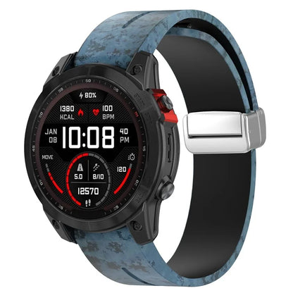 For Garmin Tactix 7 Pro / Fenix 7X / 6X / 6X Pro / 5X Plus Silicone Watch Band 26mm Silver Buckle Wrist Strap