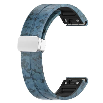 For Garmin Tactix 7 Pro / Fenix 7X / 6X / 6X Pro / 5X Plus Silicone Watch Band 26mm Silver Buckle Wrist Strap
