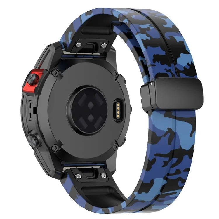 For Garmin Tactix 7 Pro / Fenix 7X / 6X / 6X Pro / 5X Plus Black Buckle Watch Band 26mm Silicone Strap