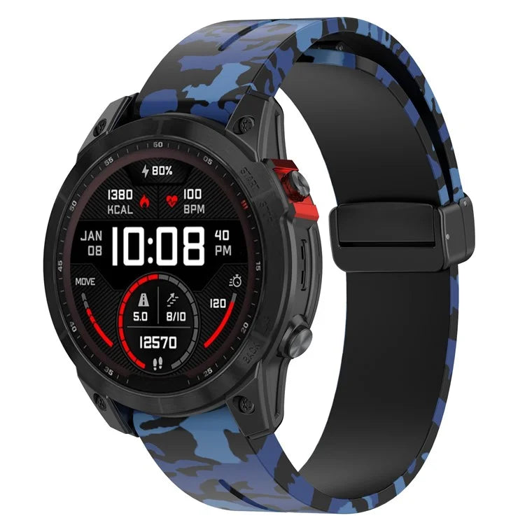 For Garmin Tactix 7 Pro / Fenix 7X / 6X / 6X Pro / 5X Plus Black Buckle Watch Band 26mm Silicone Strap