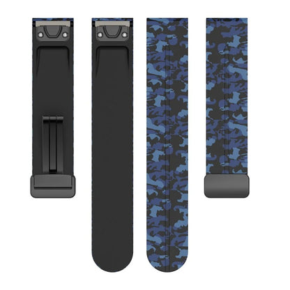 For Garmin Tactix 7 Pro / Fenix 7X / 6X / 6X Pro / 5X Plus Black Buckle Watch Band 26mm Silicone Strap