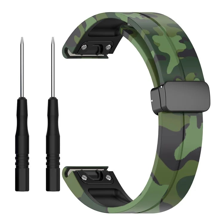 For Garmin Tactix 7 Pro / Fenix 7X / 6X / 6X Pro / 5X Plus Black Buckle Watch Band 26mm Silicone Strap