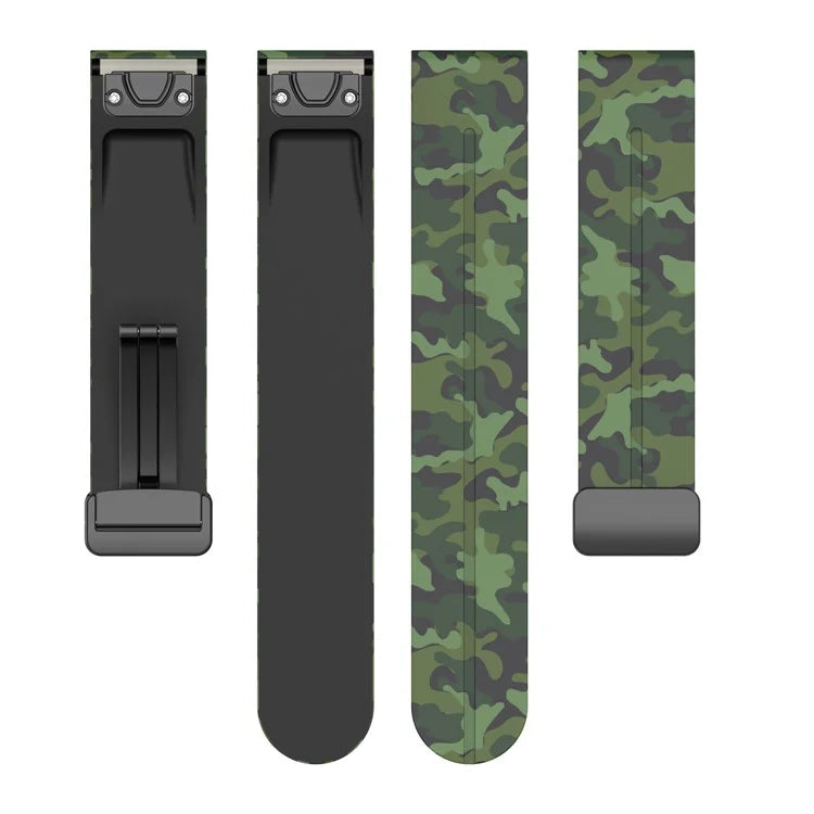 For Garmin Tactix 7 Pro / Fenix 7X / 6X / 6X Pro / 5X Plus Black Buckle Watch Band 26mm Silicone Strap