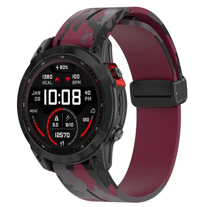 For Garmin Tactix 7 Pro / Fenix 7X / 6X / 6X Pro / 5X Plus Black Buckle Watch Band 26mm Silicone Strap