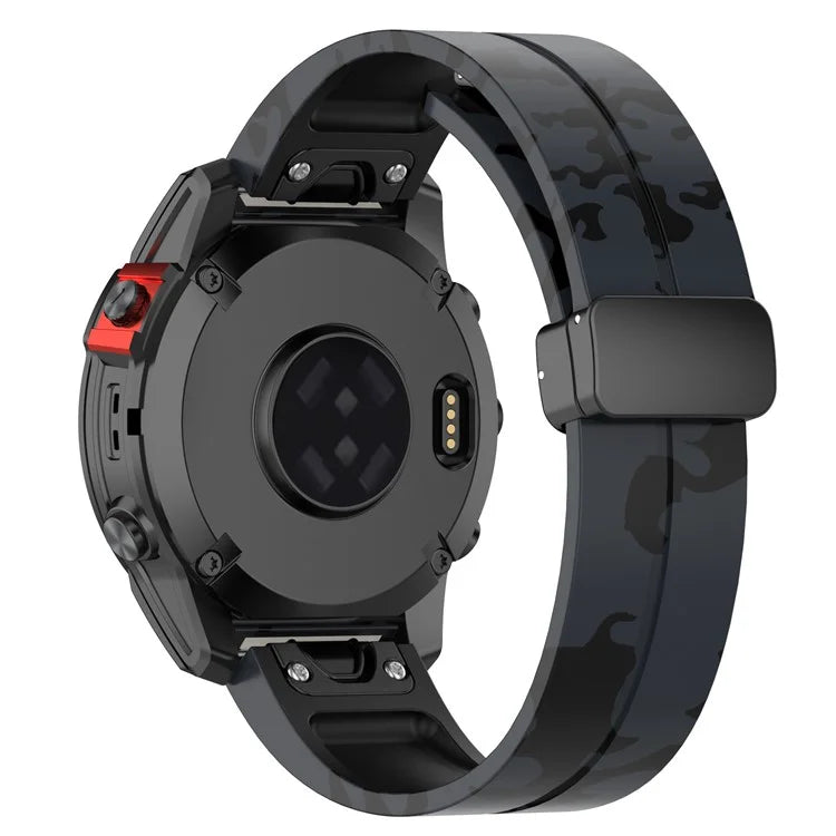 For Garmin Tactix 7 Pro / Fenix 7X / 6X / 6X Pro / 5X Plus Black Buckle Watch Band 26mm Silicone Strap