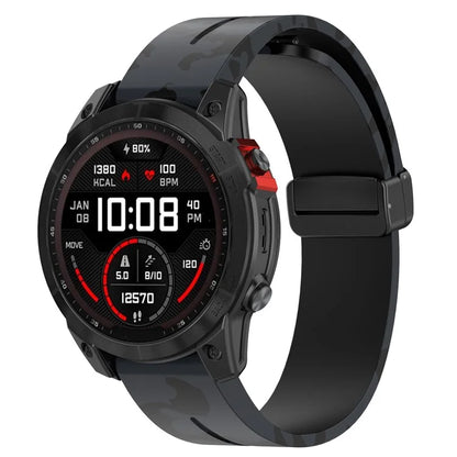 For Garmin Tactix 7 Pro / Fenix 7X / 6X / 6X Pro / 5X Plus Black Buckle Watch Band 26mm Silicone Strap