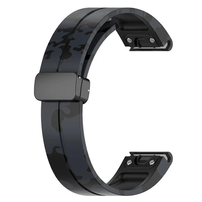 For Garmin Tactix 7 Pro / Fenix 7X / 6X / 6X Pro / 5X Plus Black Buckle Watch Band 26mm Silicone Strap