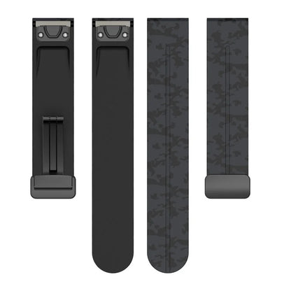 For Garmin Tactix 7 Pro / Fenix 7X / 6X / 6X Pro / 5X Plus Black Buckle Watch Band 26mm Silicone Strap