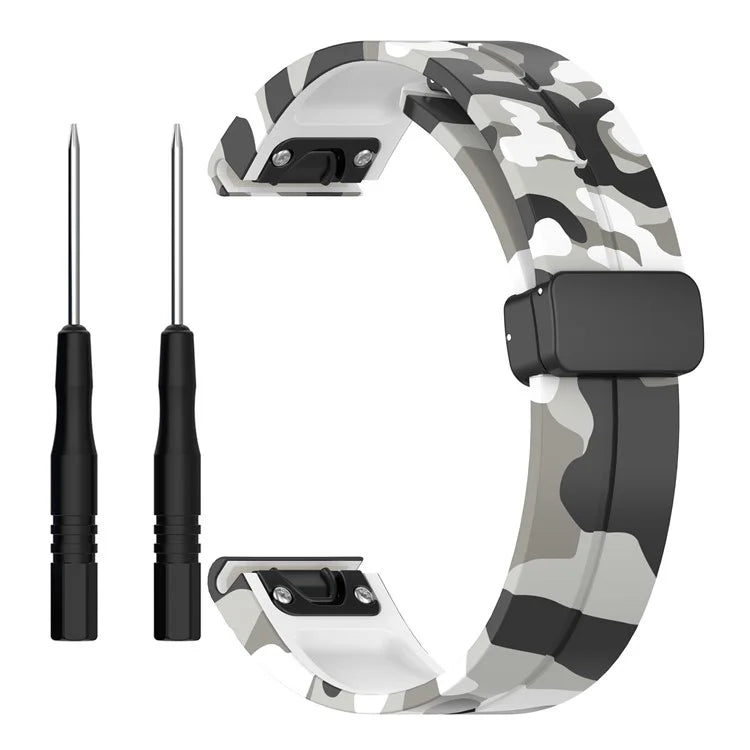 For Garmin Tactix 7 Pro / Fenix 7X / 6X / 6X Pro / 5X Plus Black Buckle Watch Band 26mm Silicone Strap