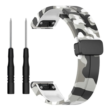 For Garmin Tactix 7 Pro / Fenix 7X / 6X / 6X Pro / 5X Plus Black Buckle Watch Band 26mm Silicone Strap