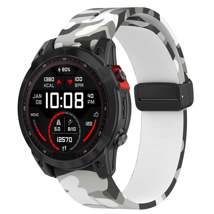 For Garmin Tactix 7 Pro / Fenix 7X / 6X / 6X Pro / 5X Plus Black Buckle Watch Band 26mm Silicone Strap