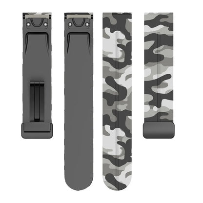 For Garmin Tactix 7 Pro / Fenix 7X / 6X / 6X Pro / 5X Plus Black Buckle Watch Band 26mm Silicone Strap