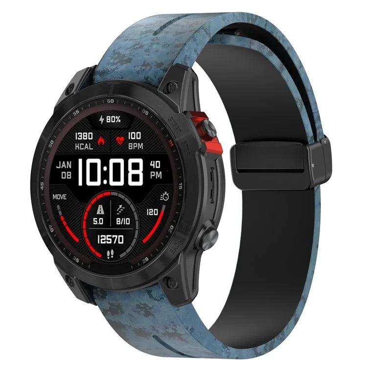 For Garmin Tactix 7 Pro / Fenix 7X / 6X / 6X Pro / 5X Plus Black Buckle Watch Band 26mm Silicone Strap