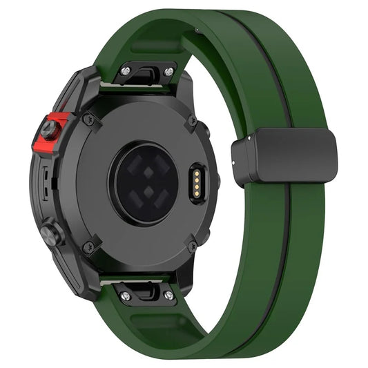 For Garmin Tactix 7 Pro / Fenix 7X / 6X / 6X Pro / 5X Plus 26mm Watch Band Black Buckle Dual Color Silicone Strap