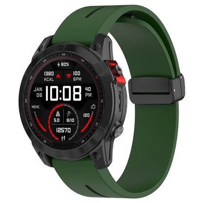 For Garmin Tactix 7 Pro / Fenix 7X / 6X / 6X Pro / 5X Plus 26mm Watch Band Black Buckle Dual Color Silicone Strap
