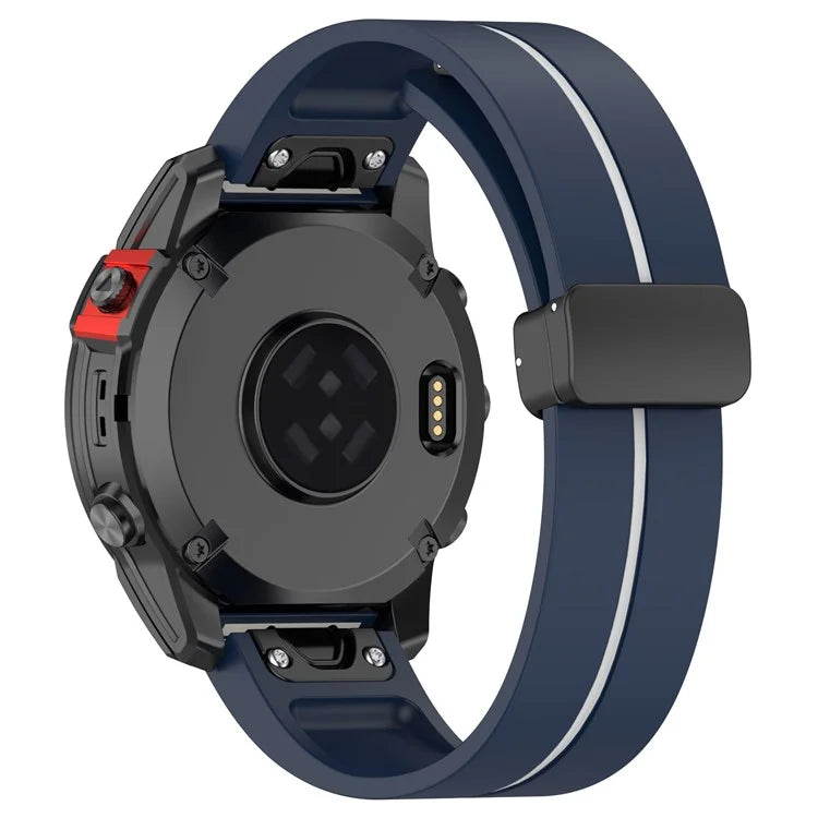 For Garmin Tactix 7 Pro / Fenix 7X / 6X / 6X Pro / 5X Plus 26mm Watch Band Black Buckle Dual Color Silicone Strap