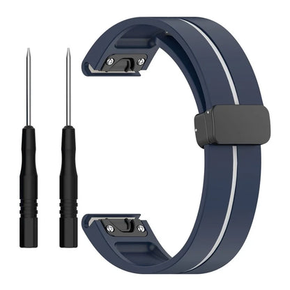 For Garmin Tactix 7 Pro / Fenix 7X / 6X / 6X Pro / 5X Plus 26mm Watch Band Black Buckle Dual Color Silicone Strap