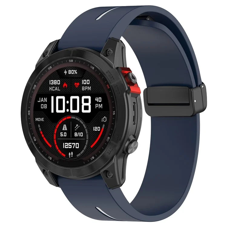 For Garmin Tactix 7 Pro / Fenix 7X / 6X / 6X Pro / 5X Plus 26mm Watch Band Black Buckle Dual Color Silicone Strap