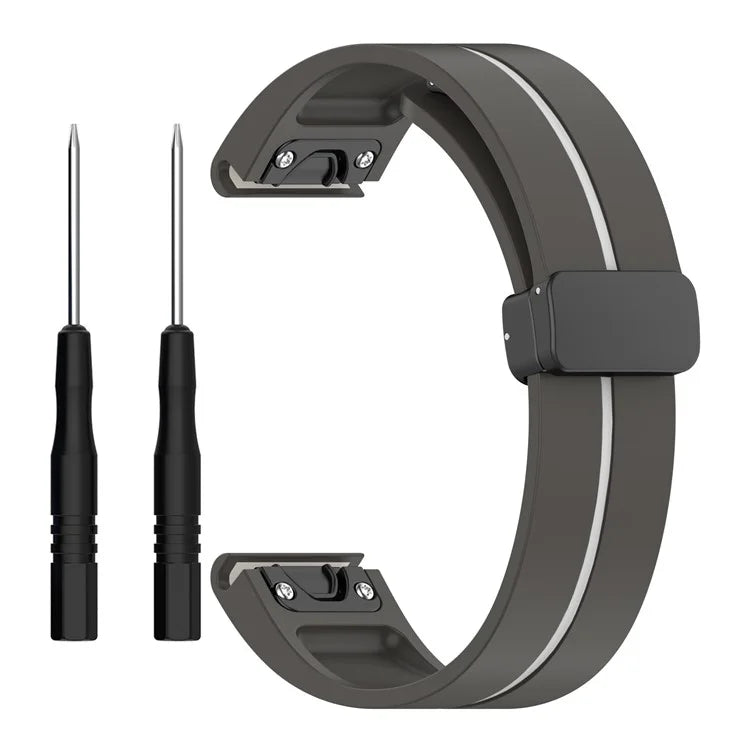 For Garmin Tactix 7 Pro / Fenix 7X / 6X / 6X Pro / 5X Plus 26mm Watch Band Black Buckle Dual Color Silicone Strap