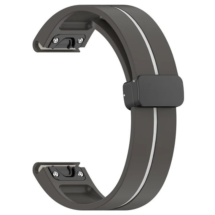 For Garmin Tactix 7 Pro / Fenix 7X / 6X / 6X Pro / 5X Plus 26mm Watch Band Black Buckle Dual Color Silicone Strap