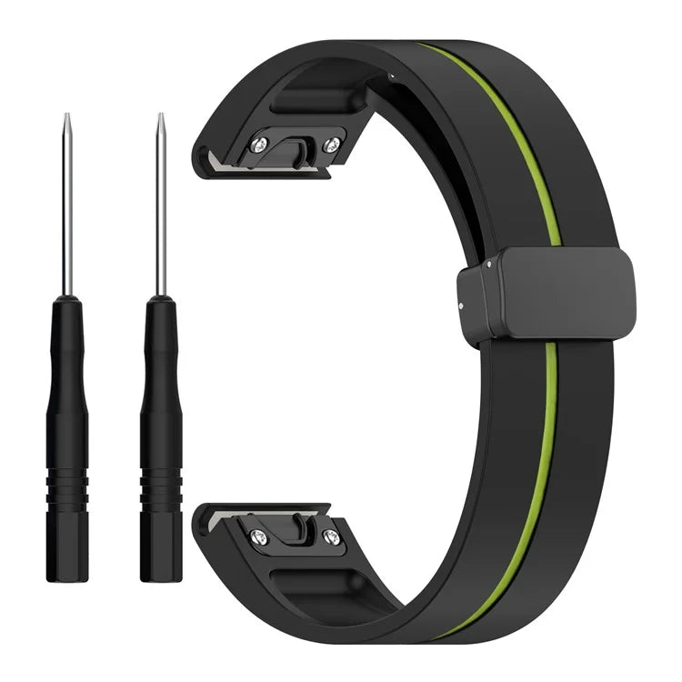 For Garmin Tactix 7 Pro / Fenix 7X / 6X / 6X Pro / 5X Plus 26mm Watch Band Black Buckle Dual Color Silicone Strap