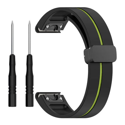 For Garmin Tactix 7 Pro / Fenix 7X / 6X / 6X Pro / 5X Plus 26mm Watch Band Black Buckle Dual Color Silicone Strap
