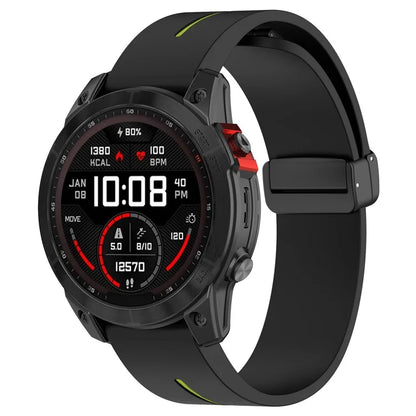 For Garmin Tactix 7 Pro / Fenix 7X / 6X / 6X Pro / 5X Plus 26mm Watch Band Black Buckle Dual Color Silicone Strap