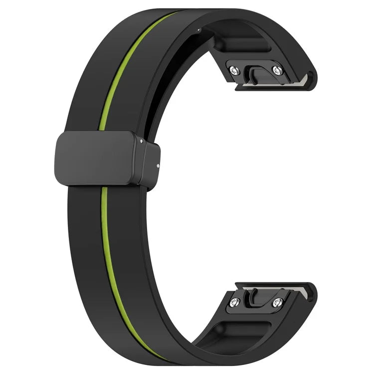 For Garmin Tactix 7 Pro / Fenix 7X / 6X / 6X Pro / 5X Plus 26mm Watch Band Black Buckle Dual Color Silicone Strap