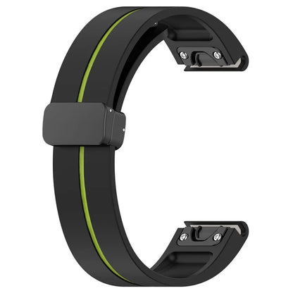 For Garmin Tactix 7 Pro / Fenix 7X / 6X / 6X Pro / 5X Plus 26mm Watch Band Black Buckle Dual Color Silicone Strap