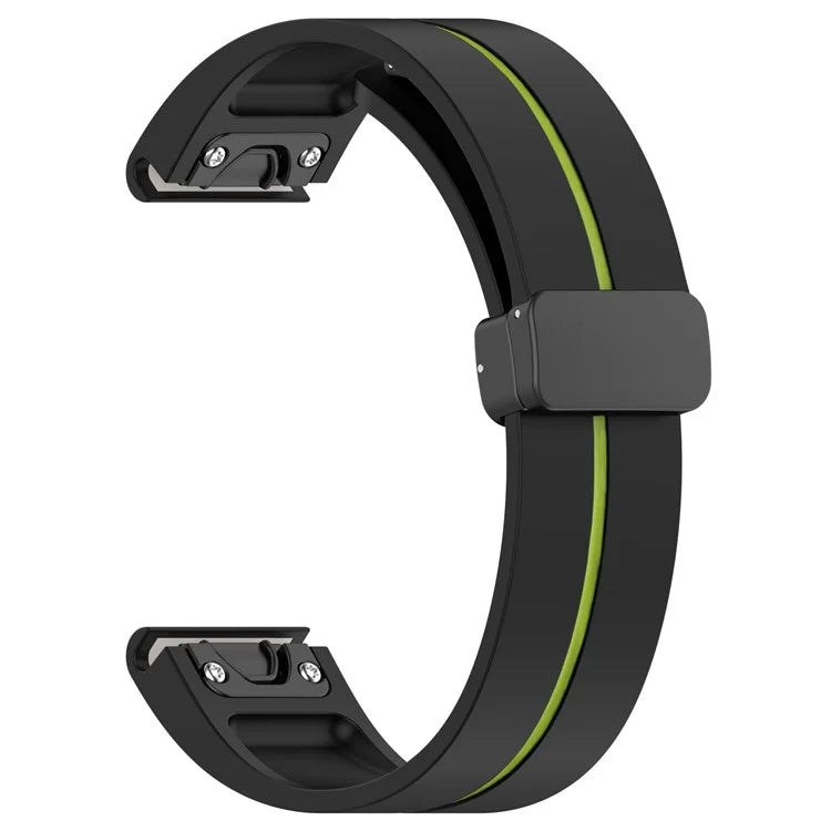 For Garmin Tactix 7 Pro / Fenix 7X / 6X / 6X Pro / 5X Plus 26mm Watch Band Black Buckle Dual Color Silicone Strap
